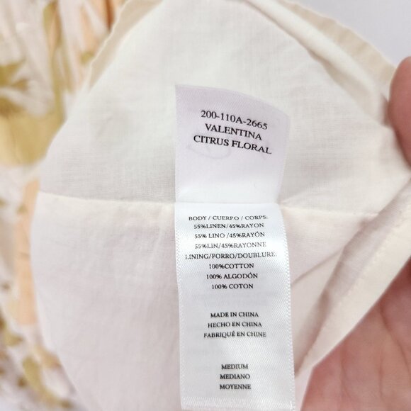Rails Valentina Linen Mini Dress Size Medium Tiered Citrus Floral Print - Picture 7 of 12